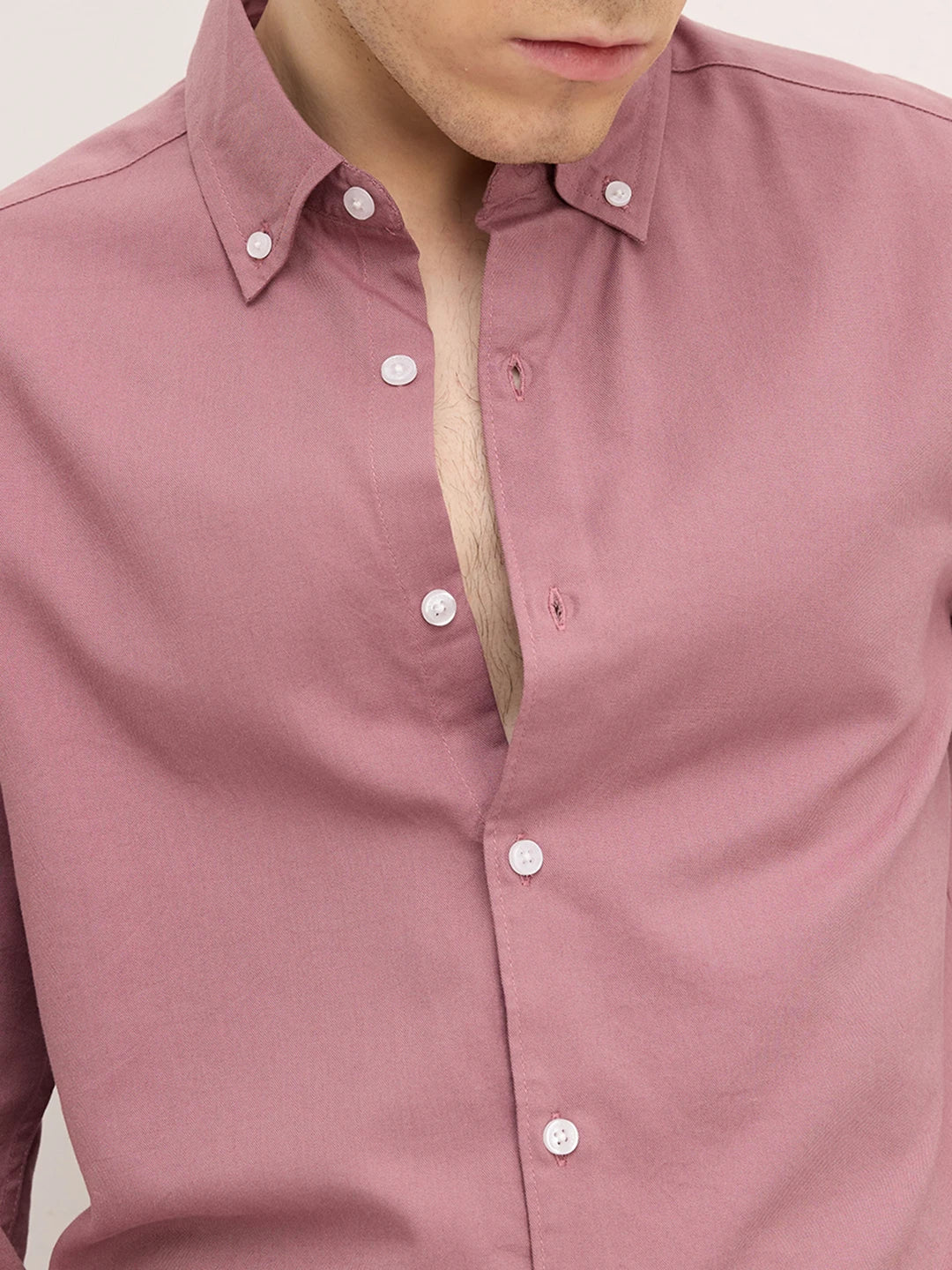 Dusty Rose Pink Linen Blend Button-Down Collar Shirt