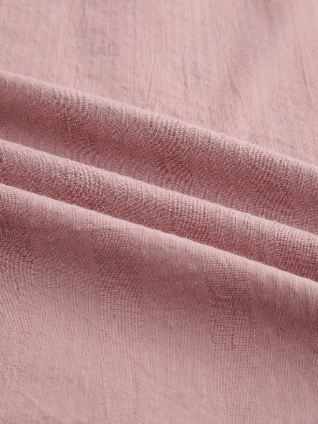 Deep Peach Seersucker Striped Mandarin Shirt