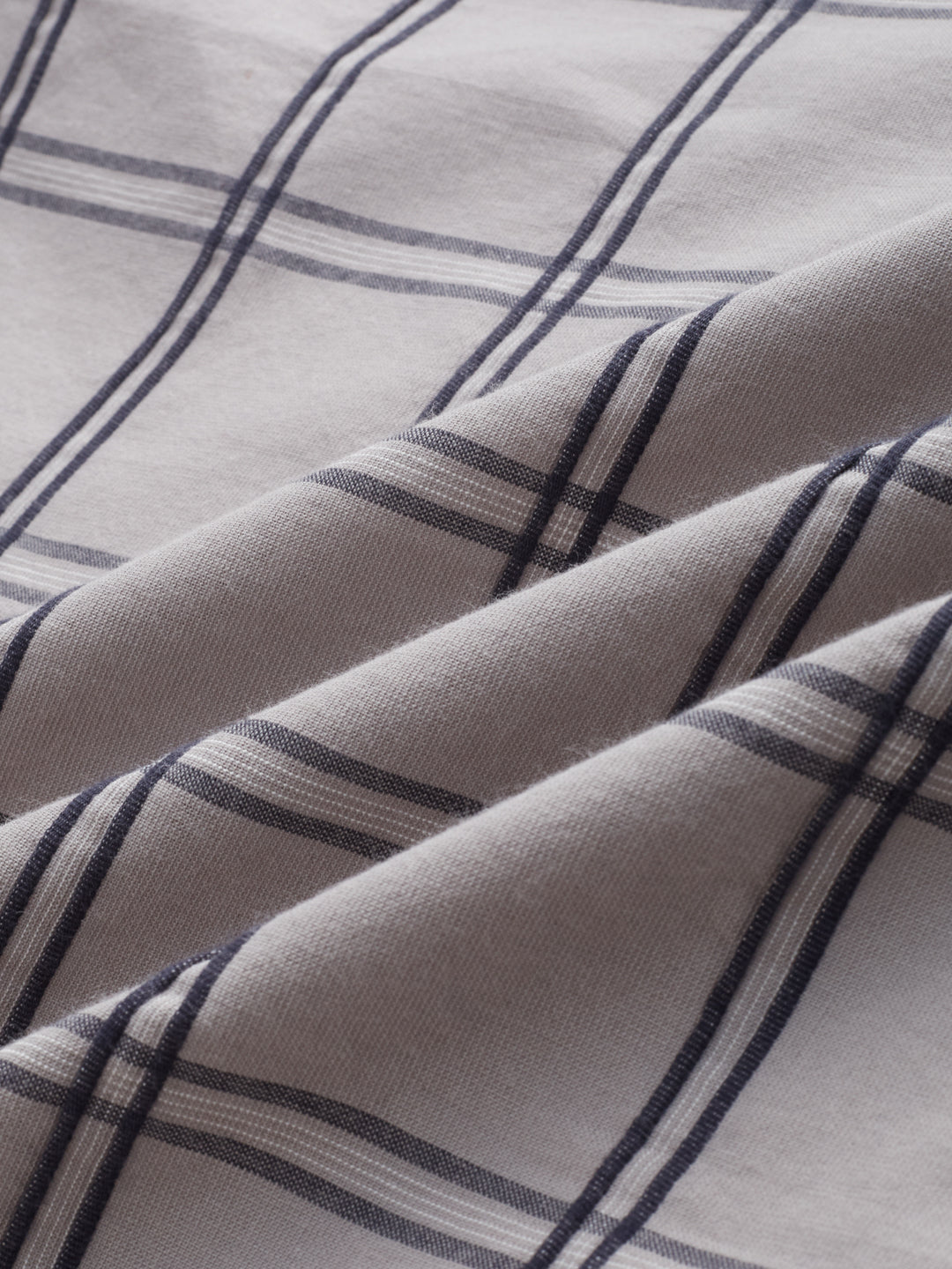 Grey Dimensional Contrast Windowpane Checks Shirt