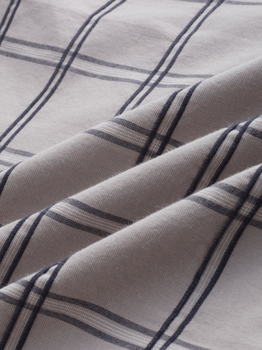 Grey Dimensional Contrast Windowpane Checks Shirt