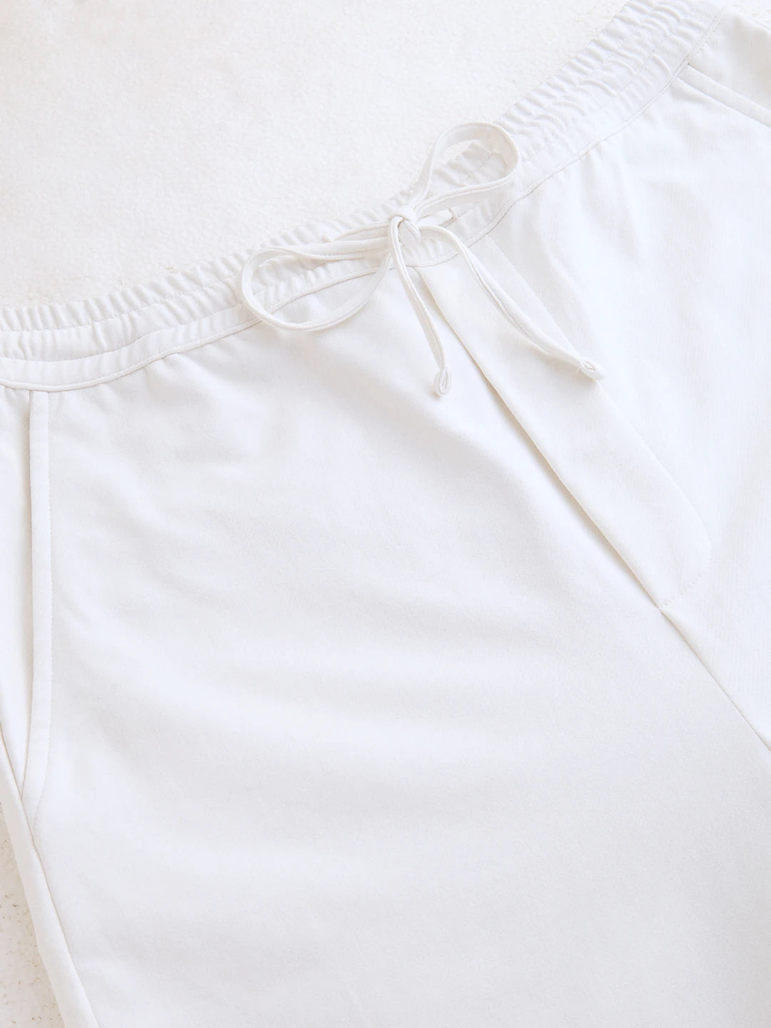 Frost White Diagonal Textured Knitted Straight Fit Trousers