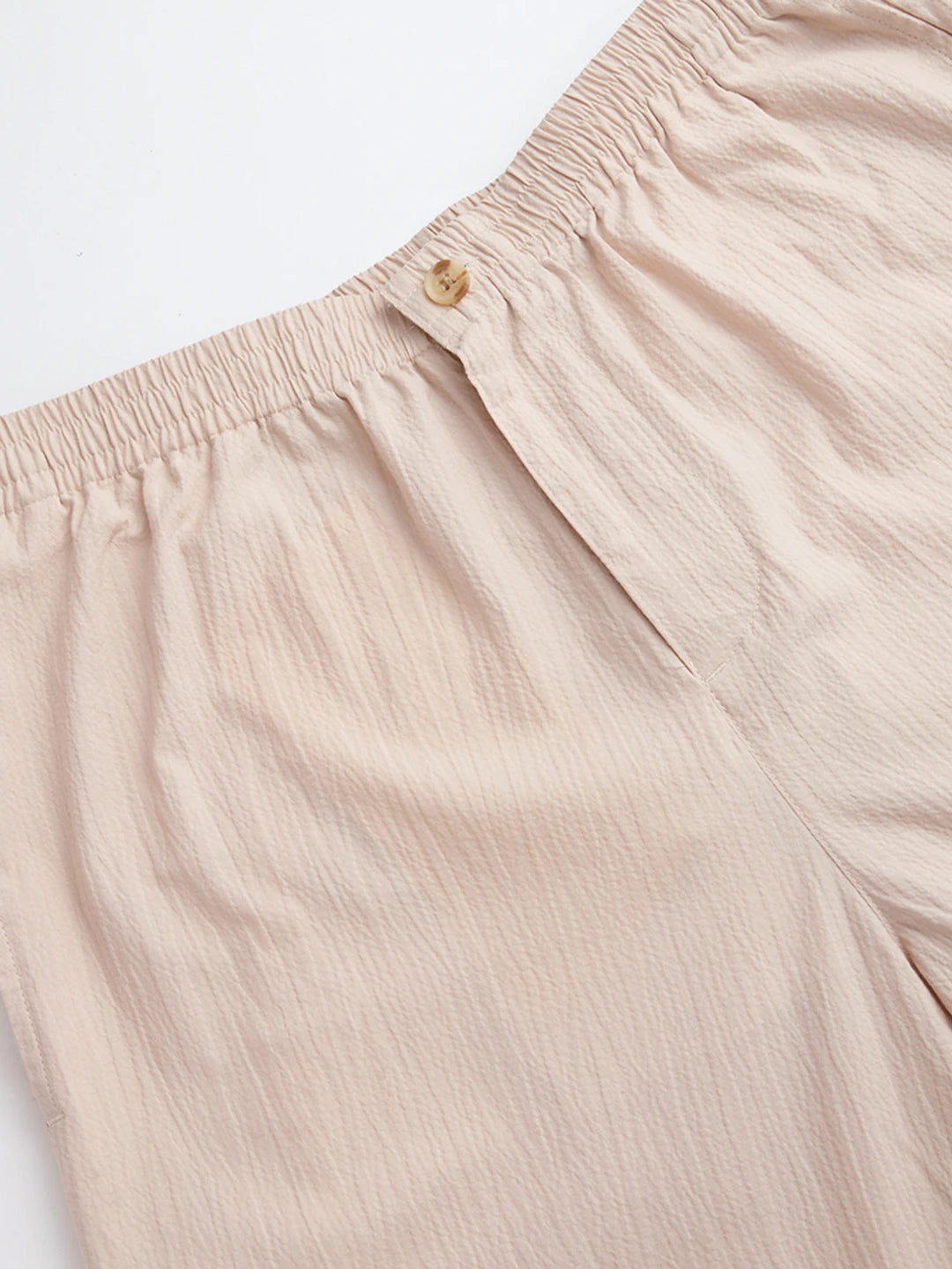 Sand Beige Fine Textured Wide Leg Trousers