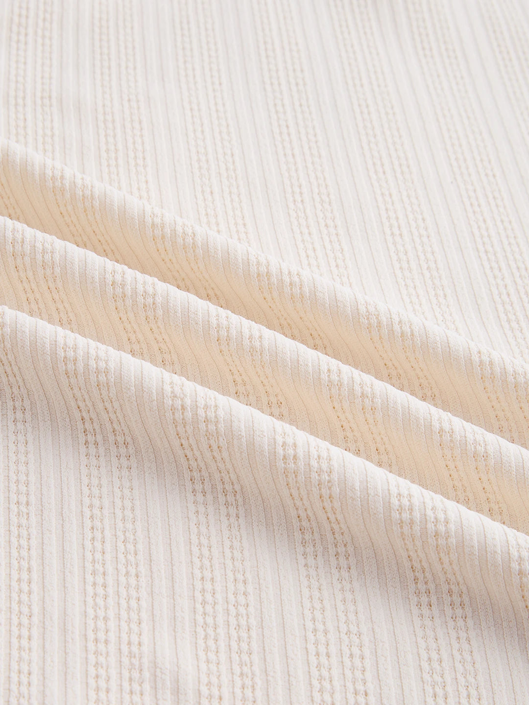 Ivory Linework Airknit Oversized Polo Shirt