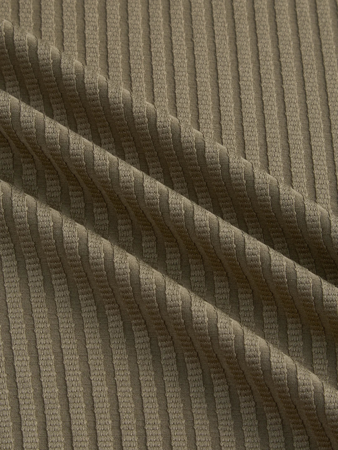 Olive Dual Weave Striped Oversized Polo Knit Shirt