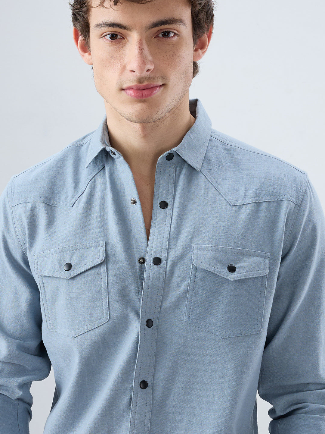 Classic Dusty Blue Double Pocket Overshirt