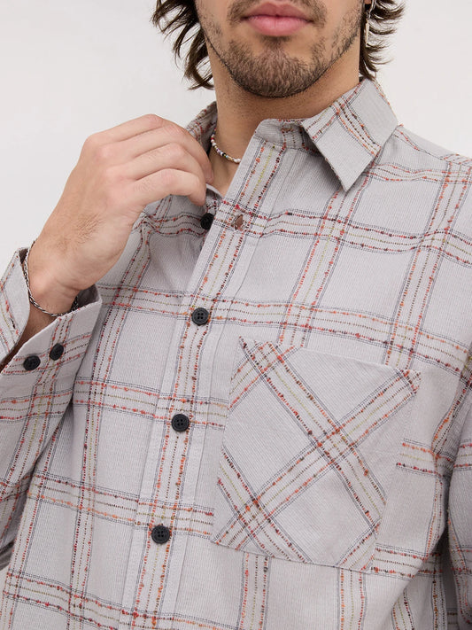 Autumn Ledger Plaid Checks Boxy Fit Crop Shirt