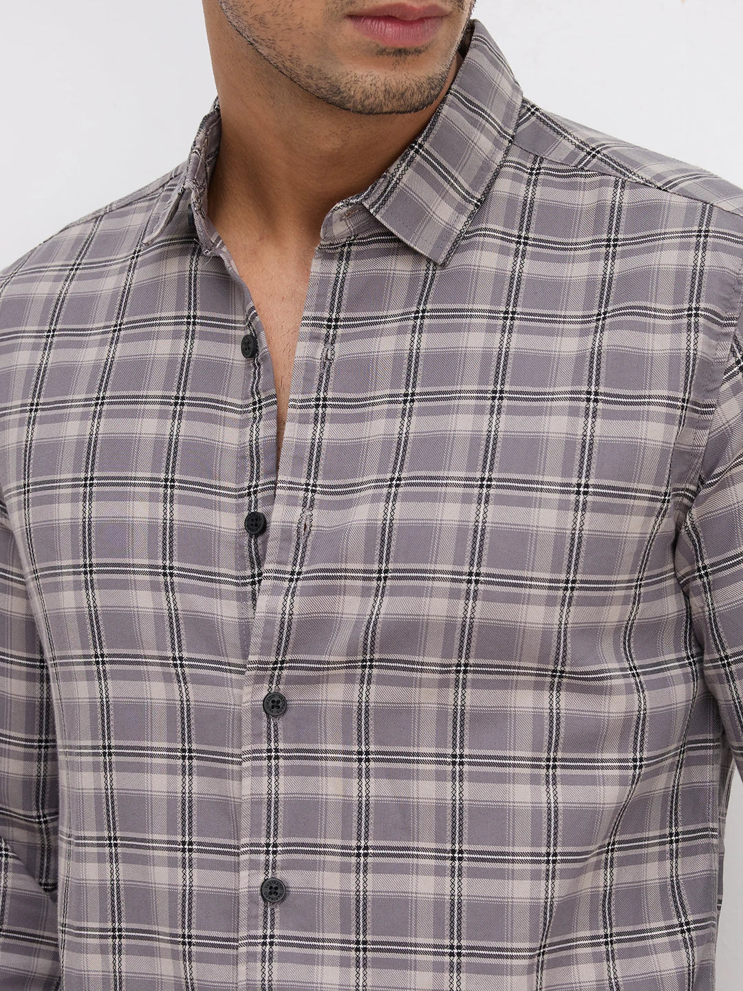 Smokey Ashline Monochrome Vibe Checked Shirt