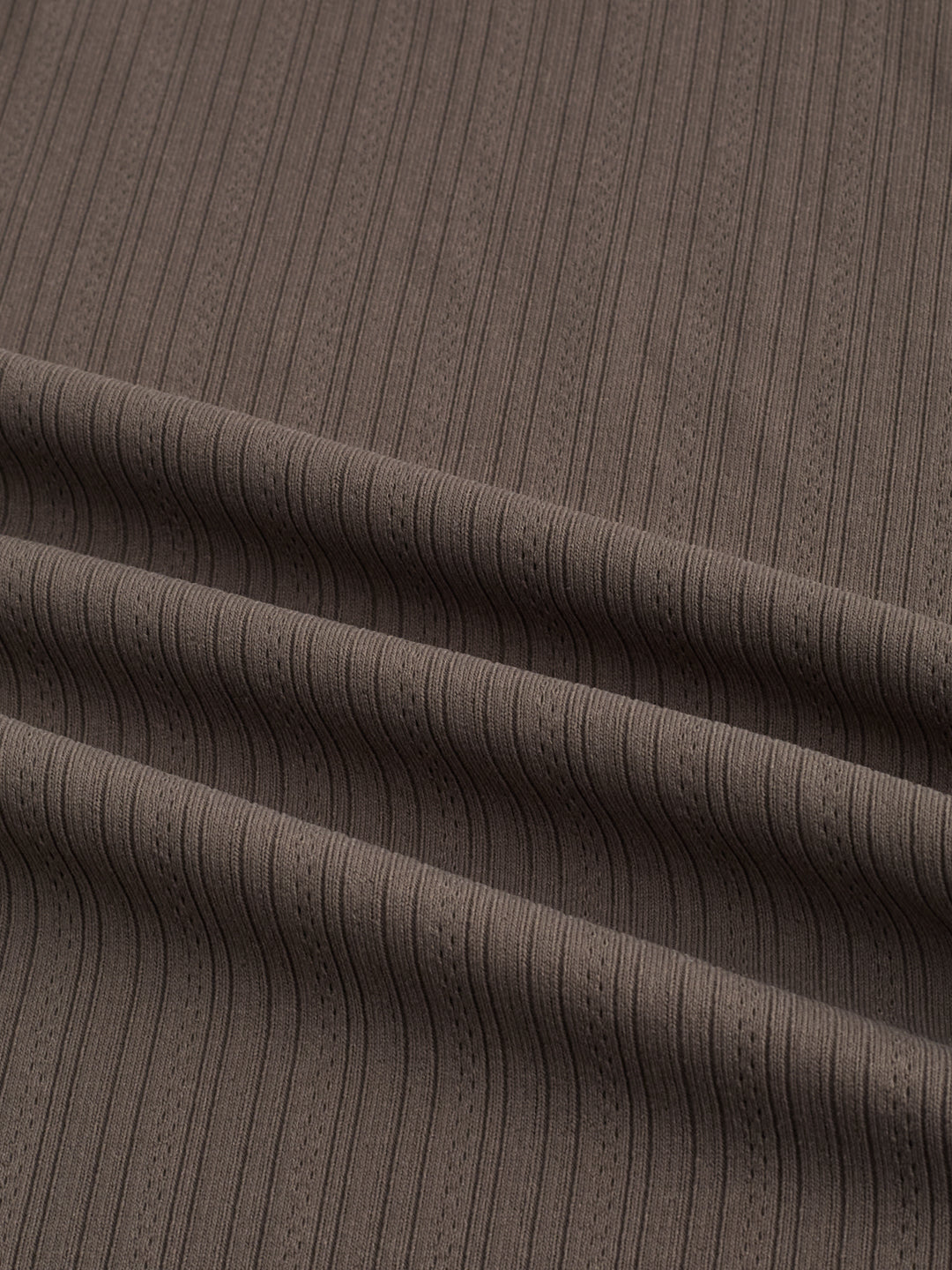 Refined Espresso Brown Hairline Striped Polo Knit T-Shirt