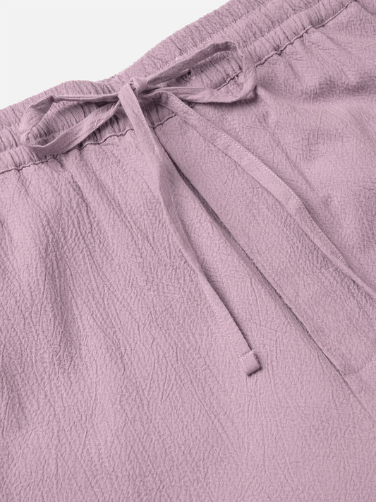 Thistle Lilac Textured Straight Fit Trousers