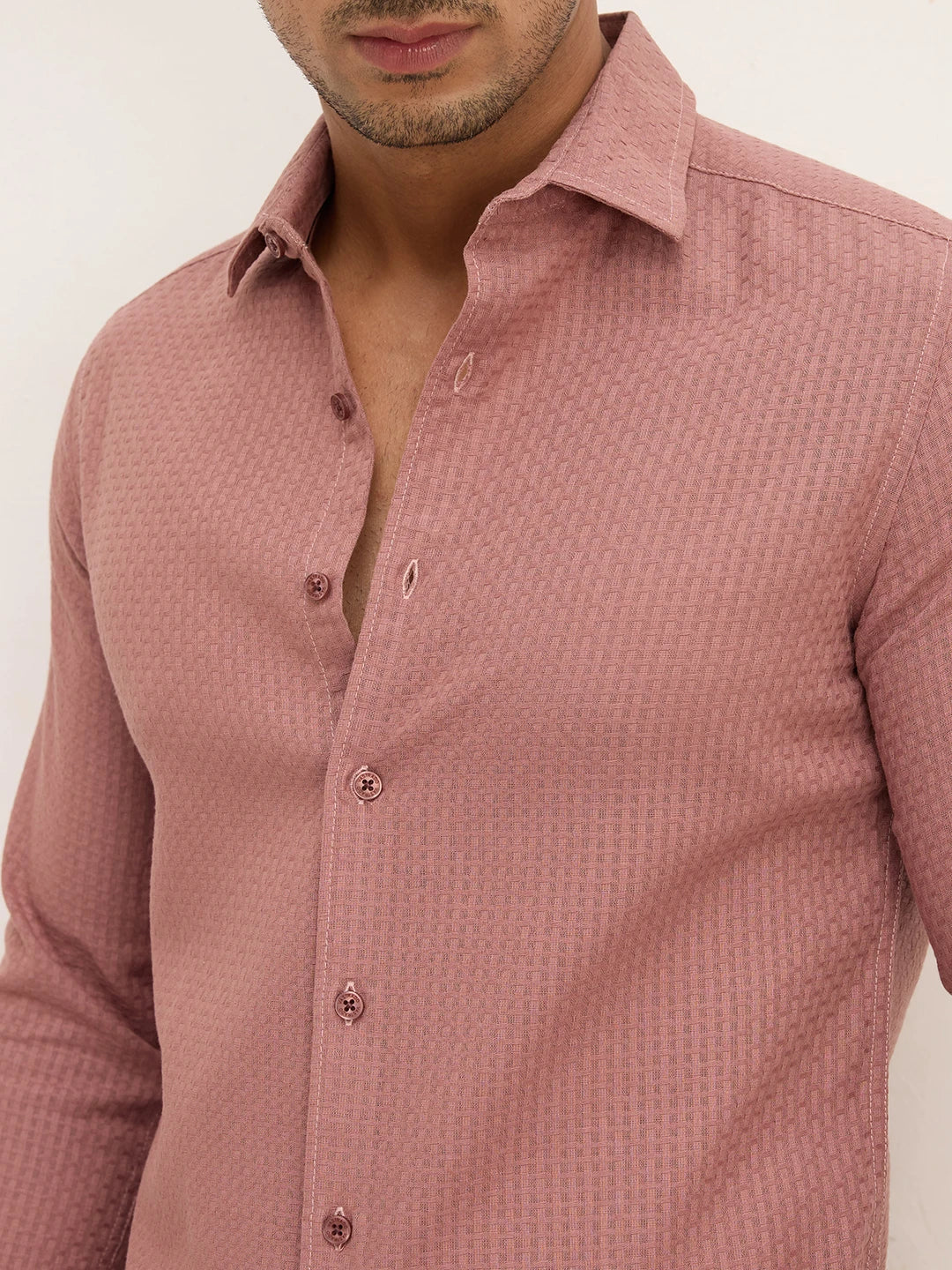 Rouge Pink Interlock Textured Shirt