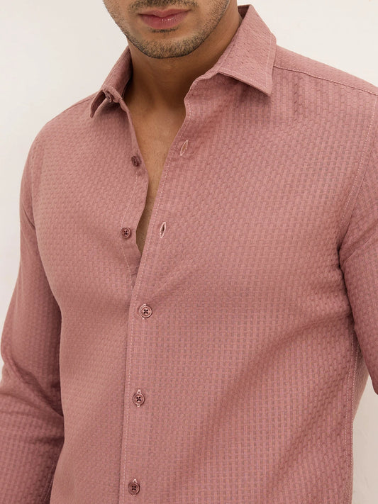 Rouge Pink Interlock Textured Shirt