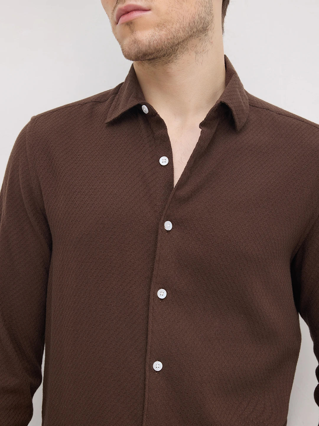 Rich Cocoa Brown Artisan Weave Shirt
