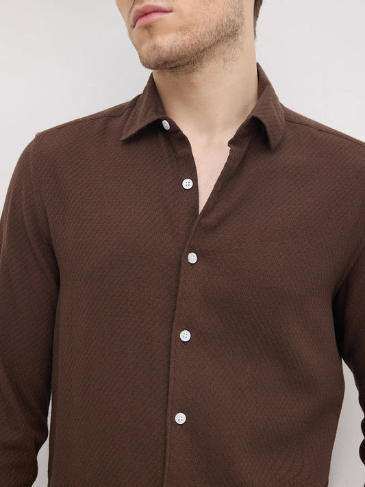 Rich Cocoa Brown Artisan Weave Shirt