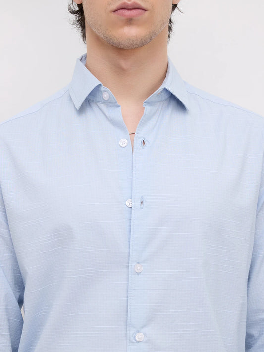 Soft Blue Square Textured Everyday Shirt