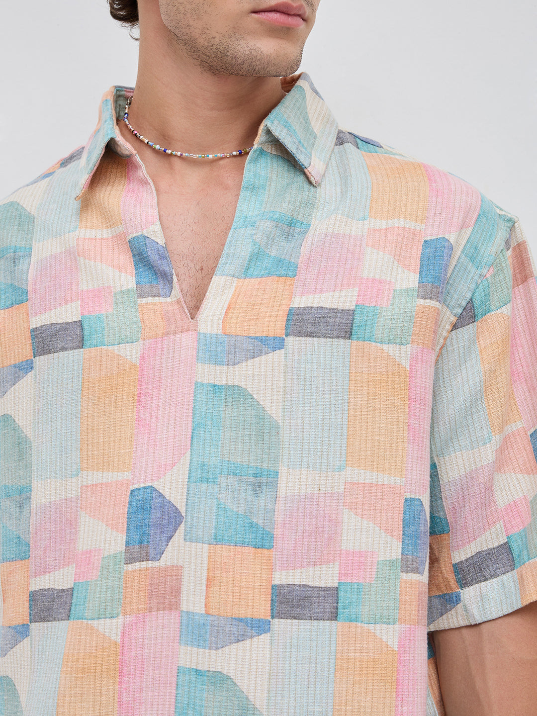 Sorbet Multi Premium Mirage Print Polo Oversized Shirt