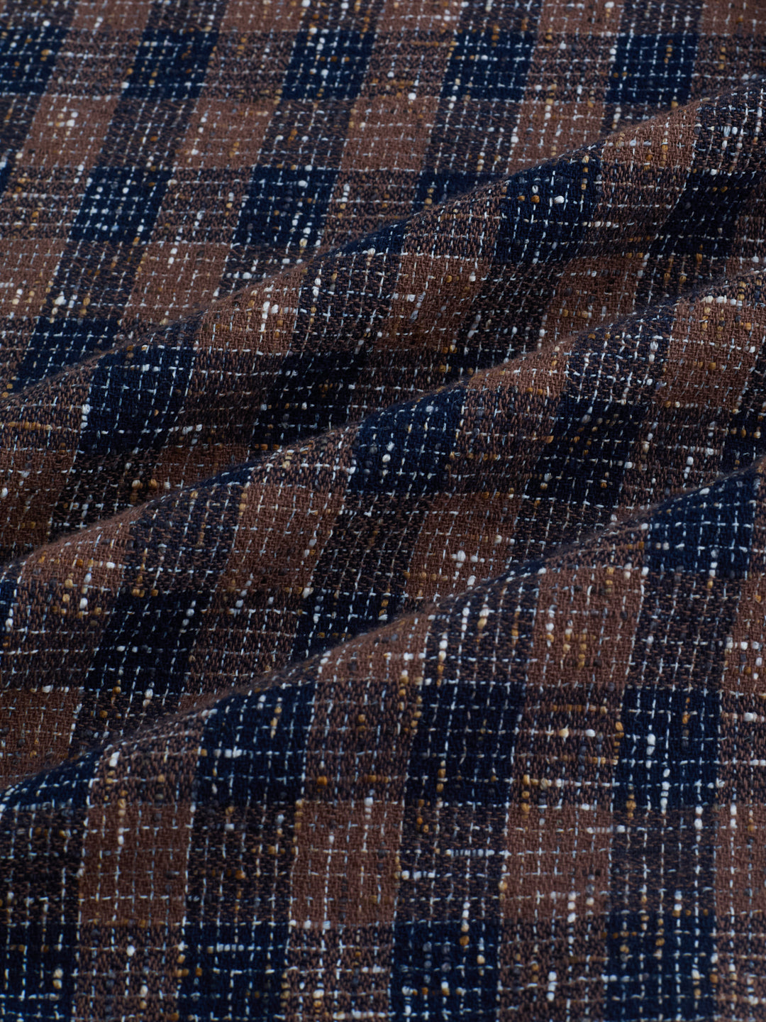 Raunak Edit Glossy Navy & Brown Checked Oversized Crop Shirt