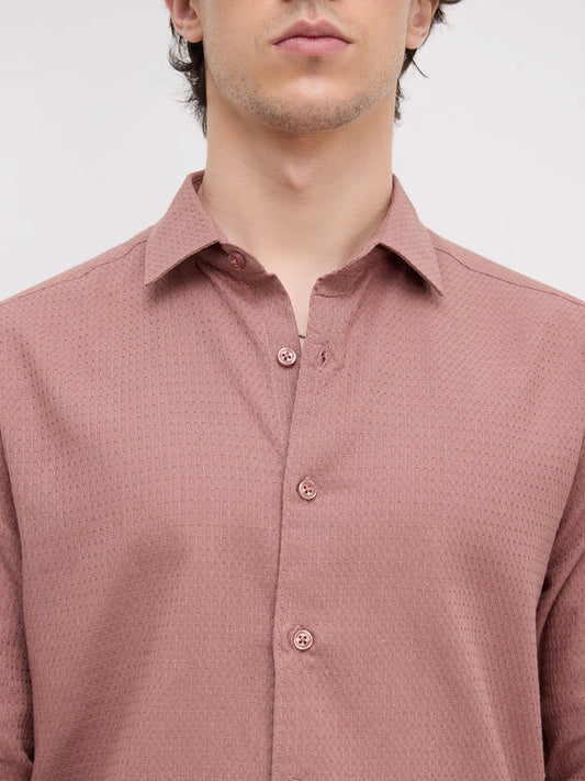 Sienna Brown Micro Waffle Textured Shirt