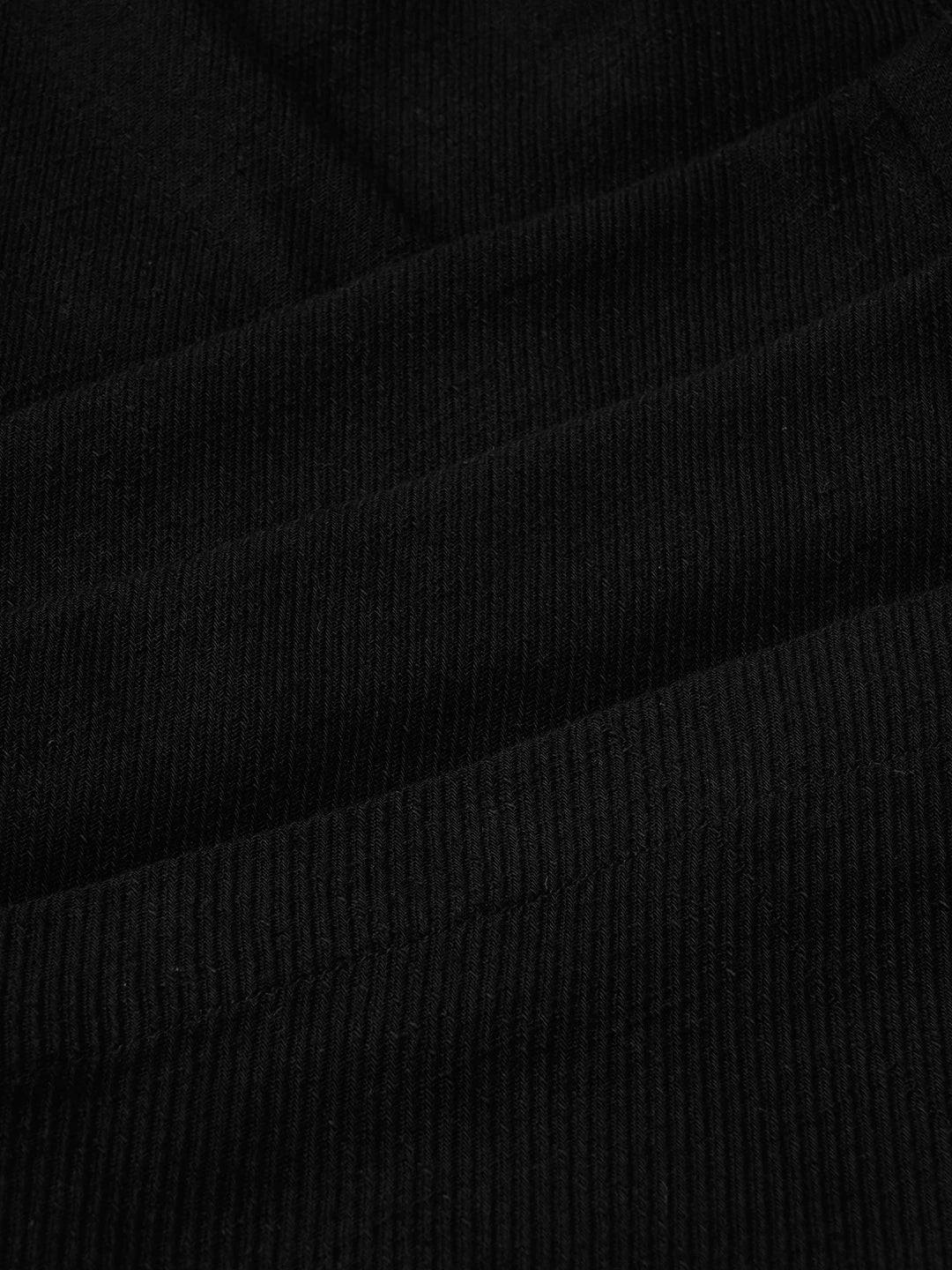 Black Diagonal Twill Textured Tapered Trousers
