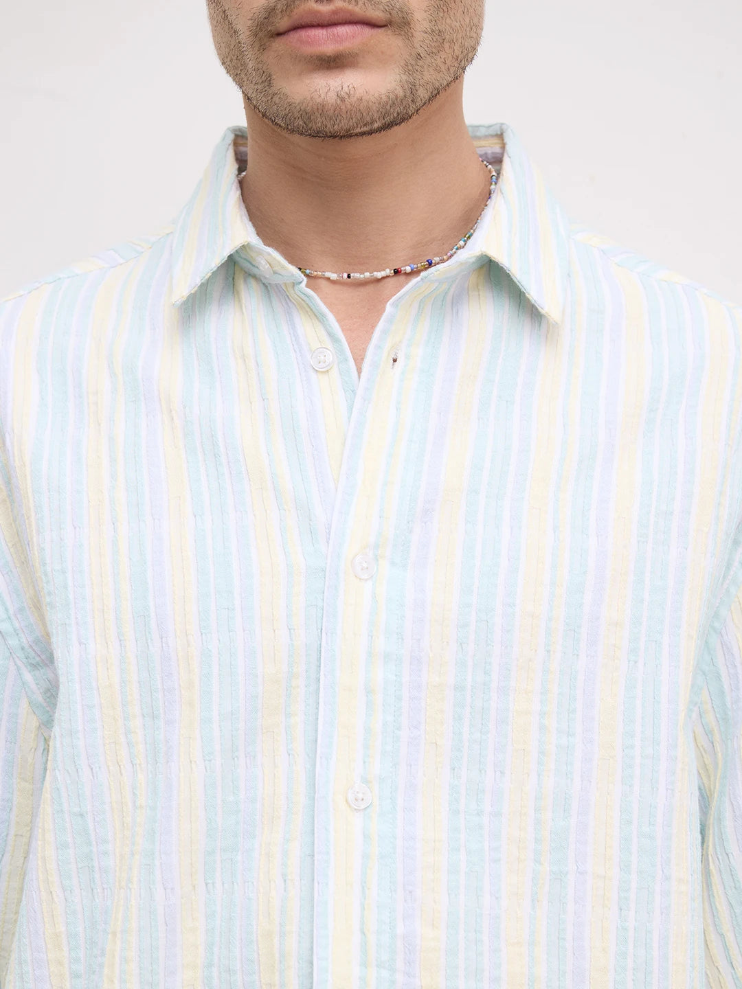Fresh Pastel Breeze Weekend Escape Cuffless Oversized Shirt