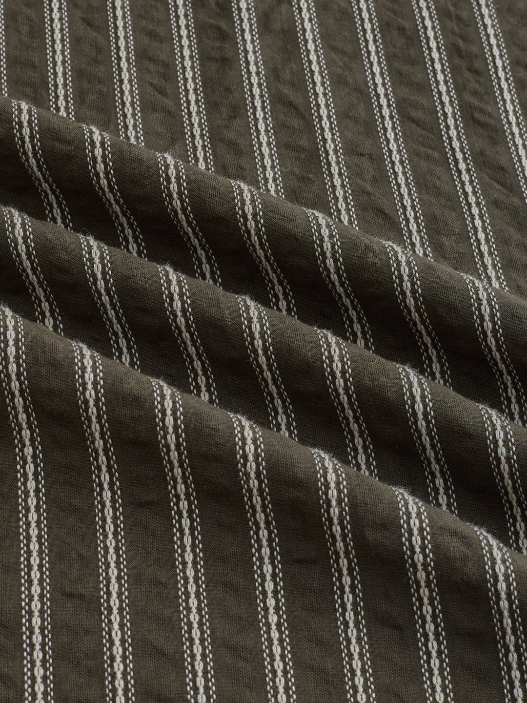 Elegant Olive Motif Seersucker Striped Embroidered Kurta