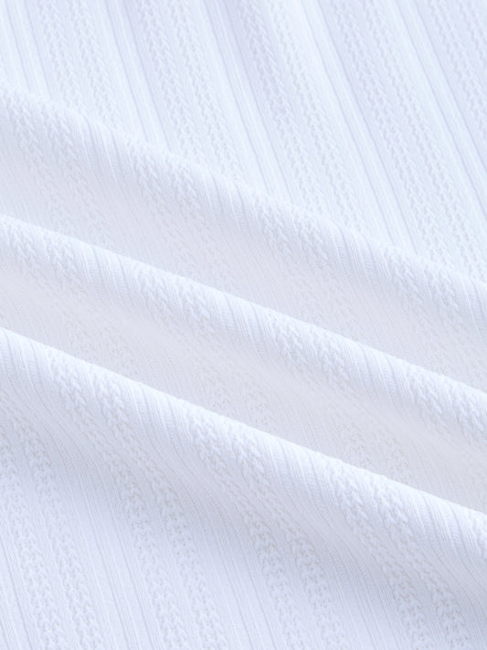 Snow White Micro Weave Knitted Oversized Polo Shirt