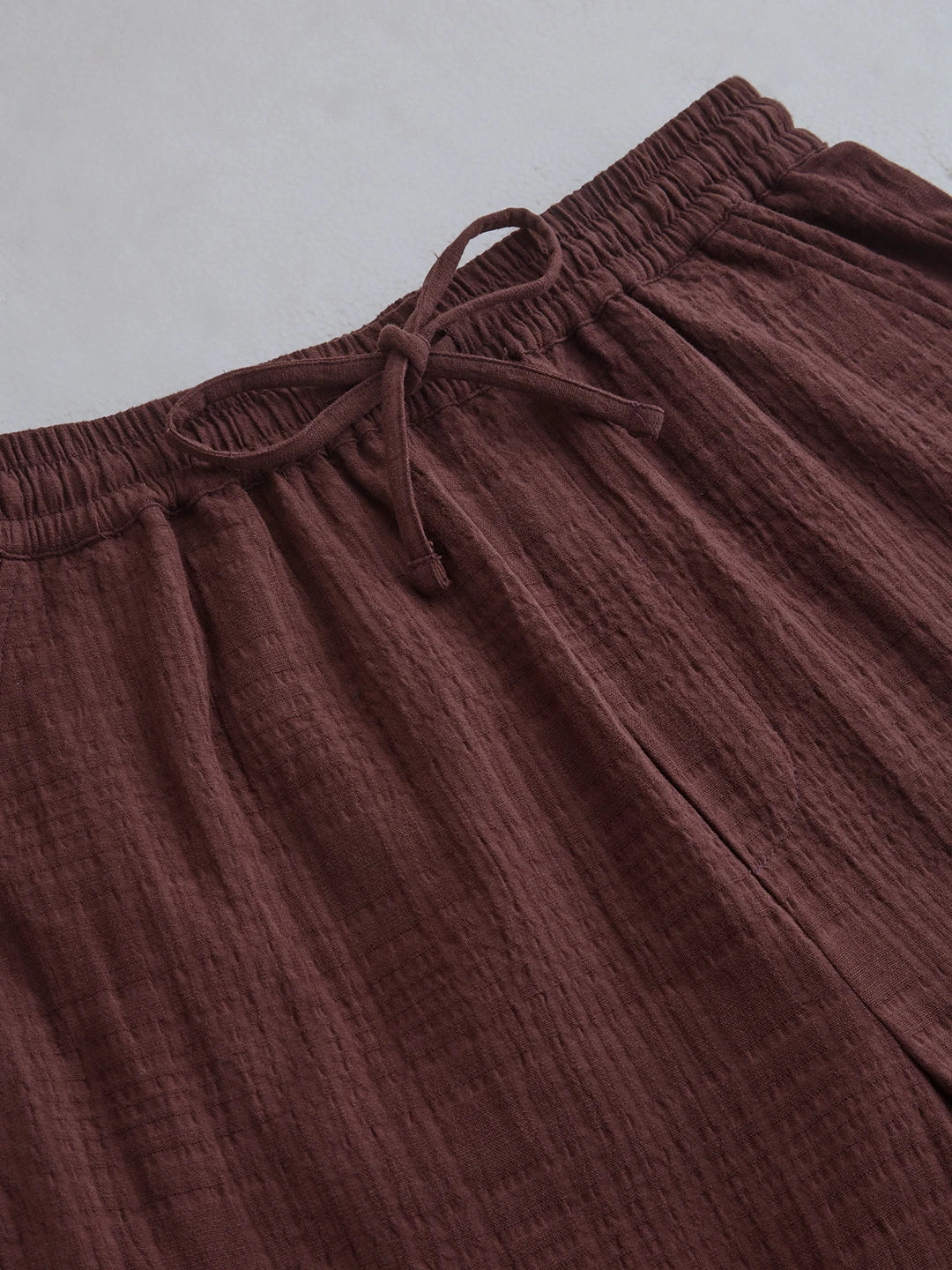 Coffee Brown Double Cloth Embossed Straight Fit Trousers