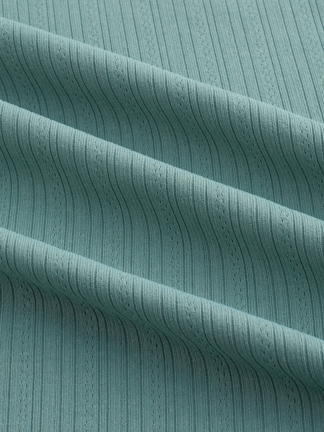 Sea Green Fine Vertical Ribbed Knitted Shirt