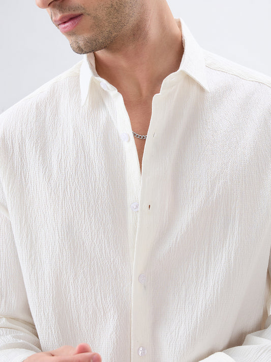 Cloud White Breezy Textured Shirt
