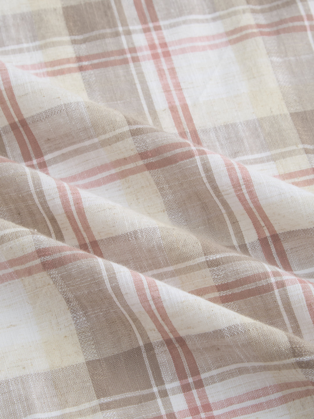 Pink & Brown Fine Weave Plaid Checks Shirt