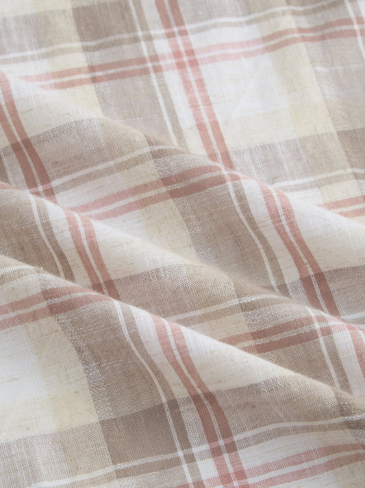 Pink & Brown Fine Weave Plaid Checks Shirt