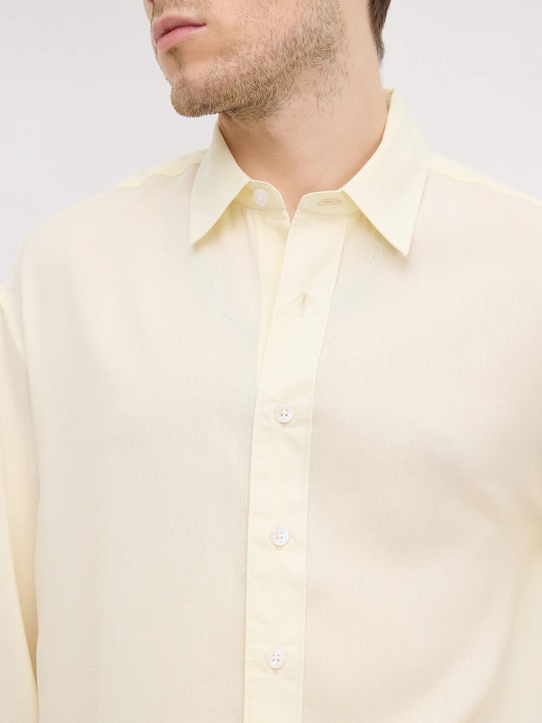 Serene Buttercream Yellow Lyocell Boxy Fit Crop Shirt