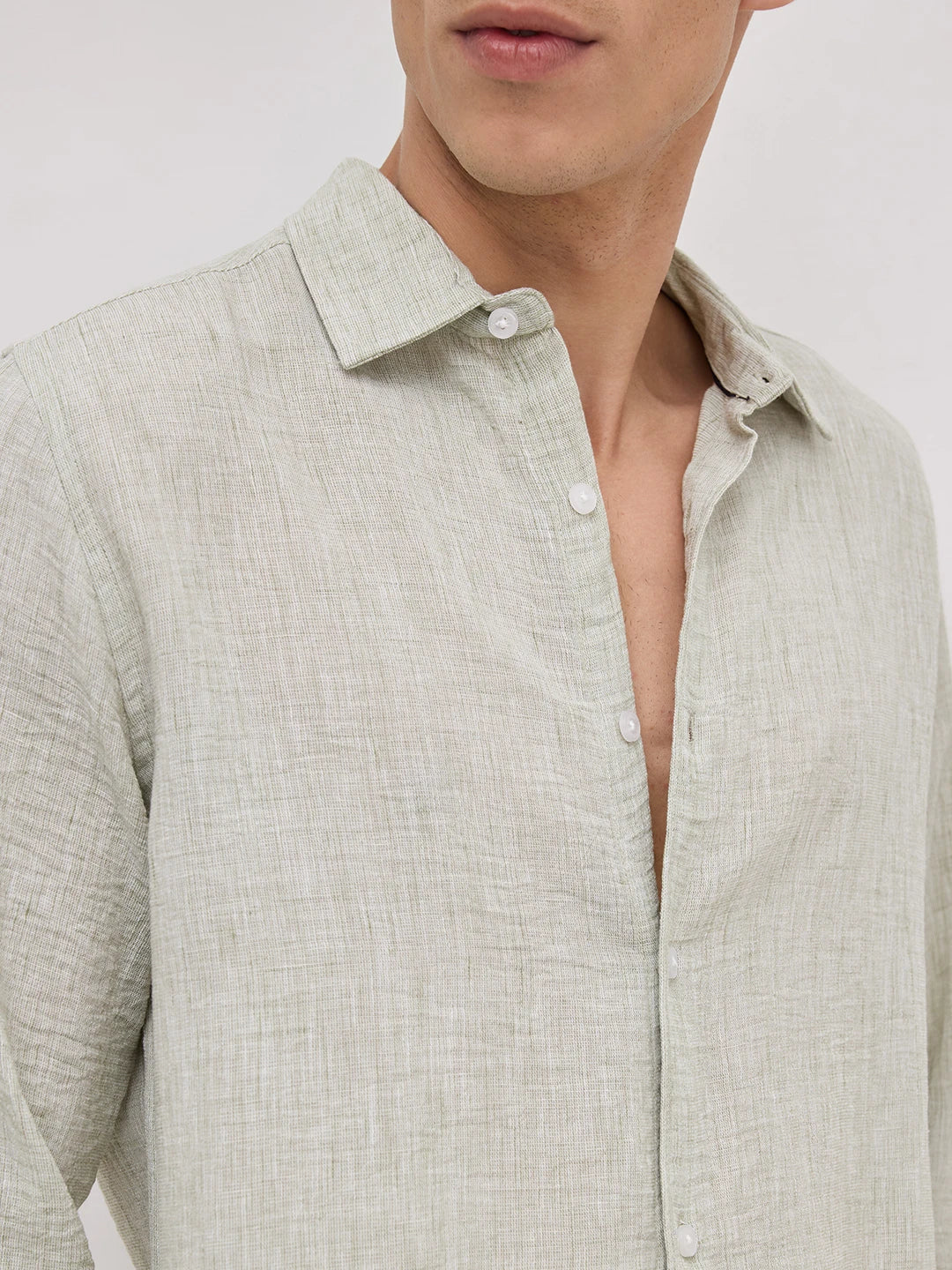 Moss Green Crinkled Textured Shirt