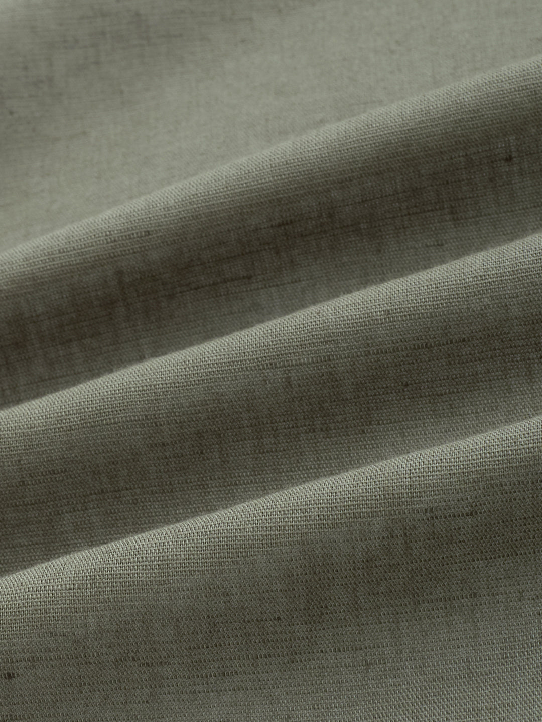 Solid Olive Stand Collar Linen Blend Oversized Shirt