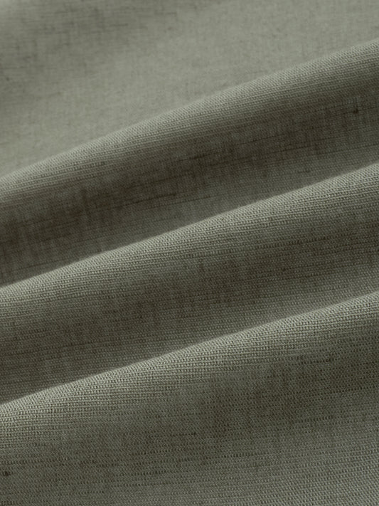 Solid Olive Stand Collar Linen Blend Oversized Shirt