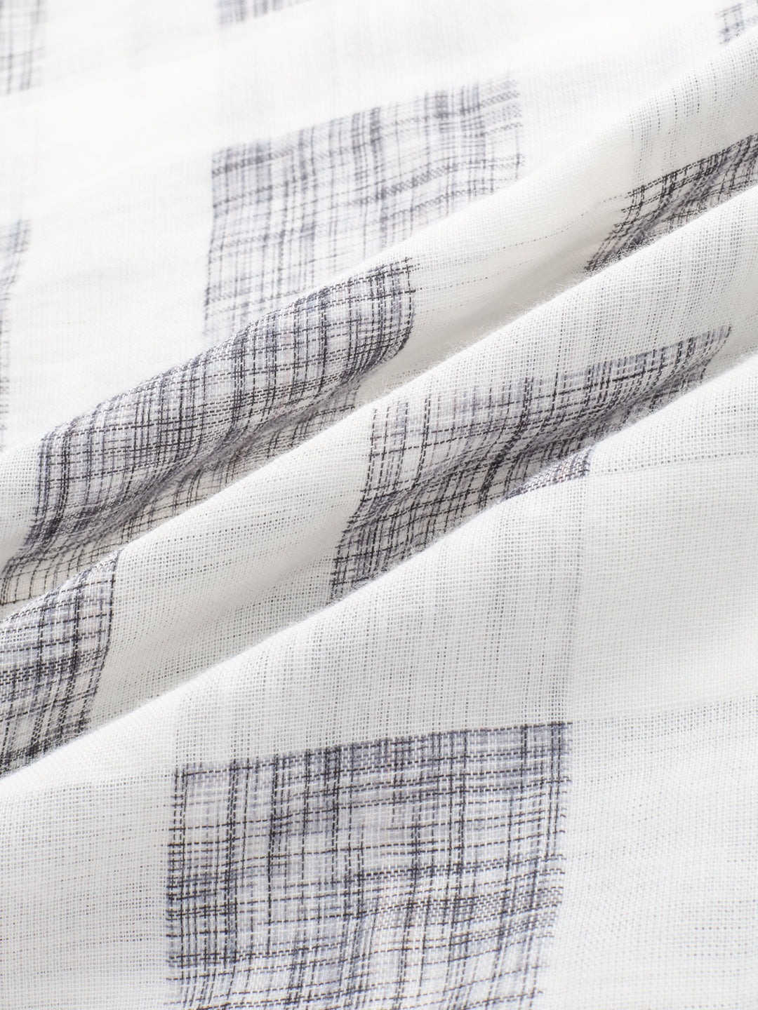 White & Black Geometric Printed Double Cloth Shirt