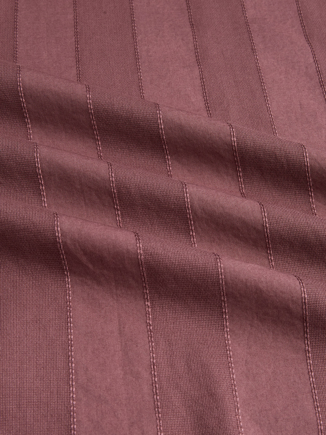 Deep Mauve Panel Textured Stand Collar Oversized Shirt