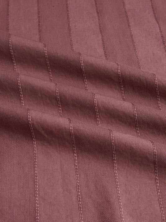 Deep Mauve Panel Textured Stand Collar Oversized Shirt