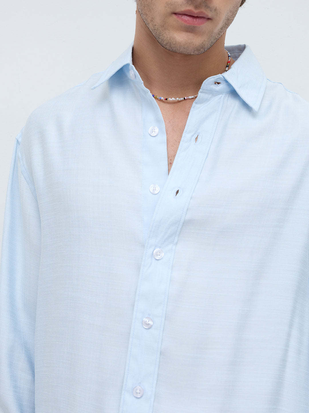 Arctic Breeze Textured Boxy Fit Crop Shirt