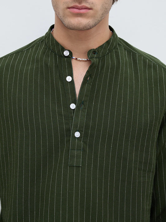 Forest Green Pinestripe Everyday Kurta