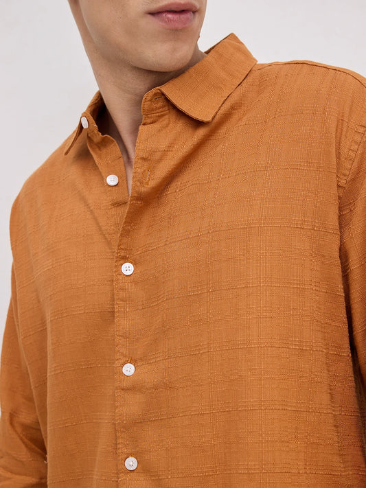Antique Rust Fine Weave Textured Shirt