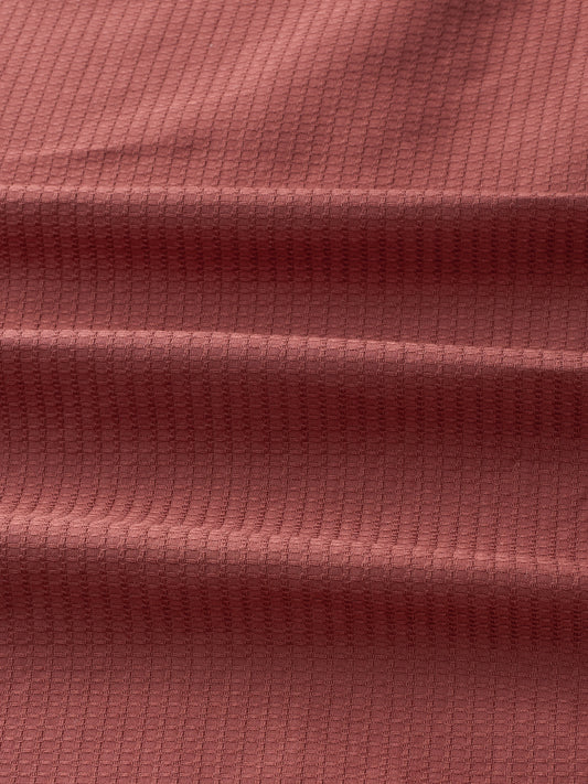 Brick Red Textured Knit Shirt