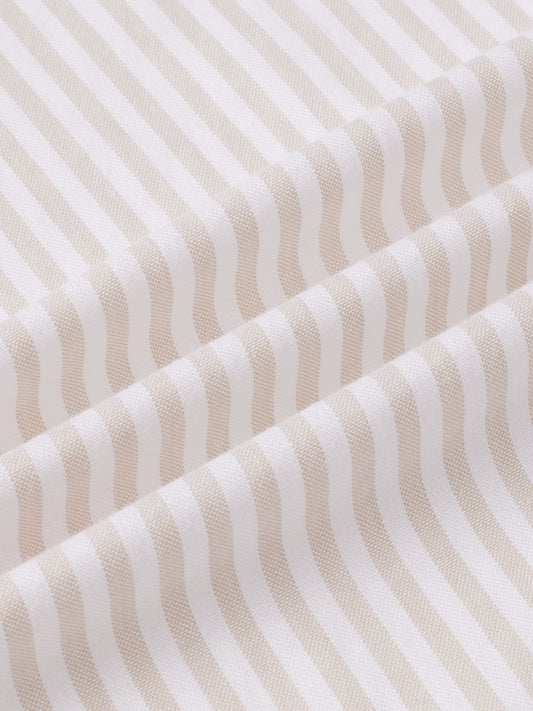 Natural Beige Candy Striped Oxford Button-Down Business Shirt