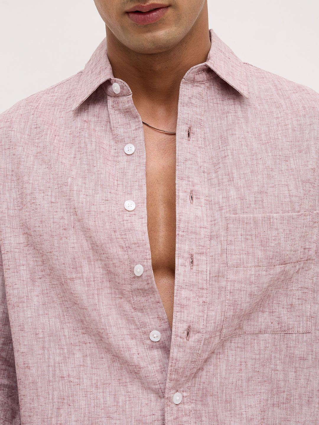 Brown Melange Textured Boxy Fit Crop Shirt