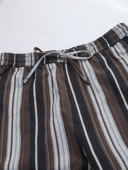 Classic Retro Contrast Striped Straight Fit Trousers