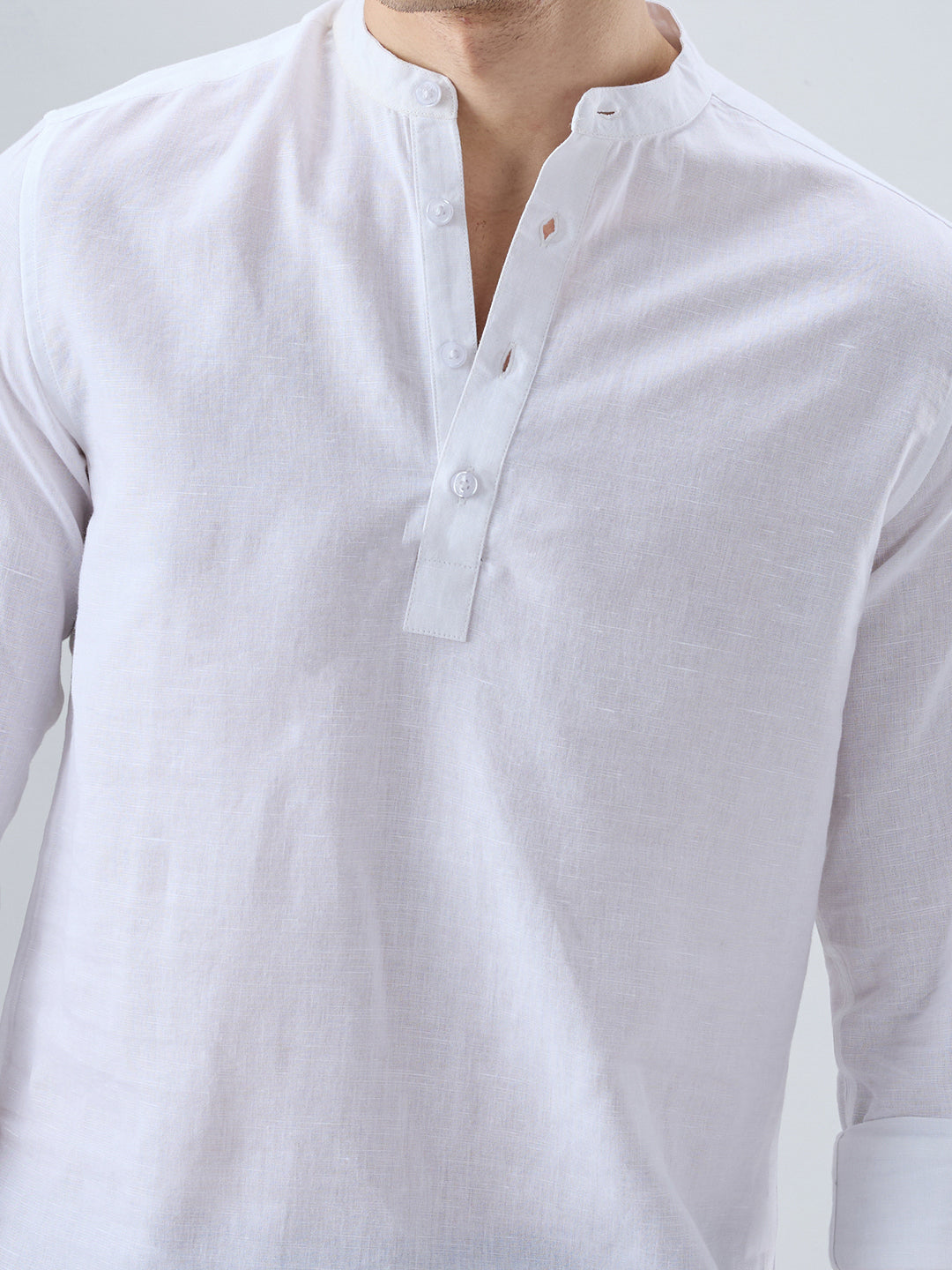 Pearl White Linen Blend Kurta