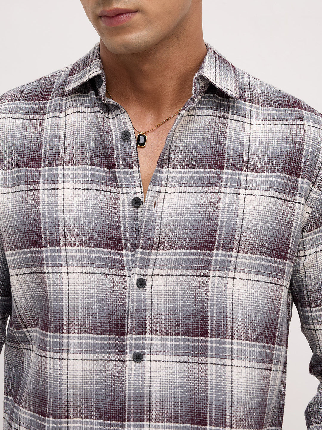 Steel Grey Multi Plaid Checks Shirt