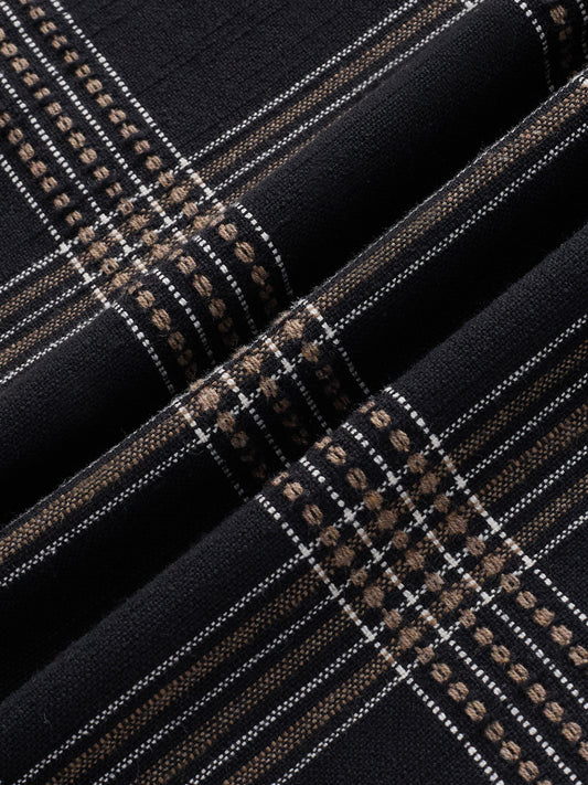 Black & Brown Contrast Panel Checks Boxy Fit Crop Shirt