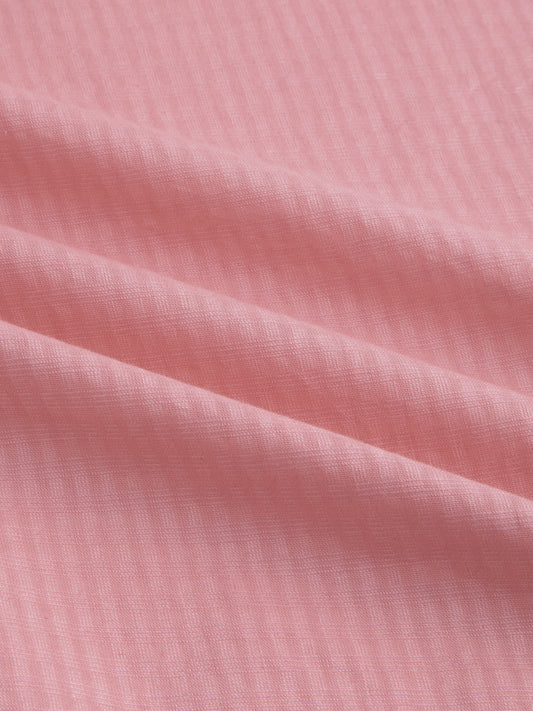 Warm Peach Micro Checks Fine Weave Shirt