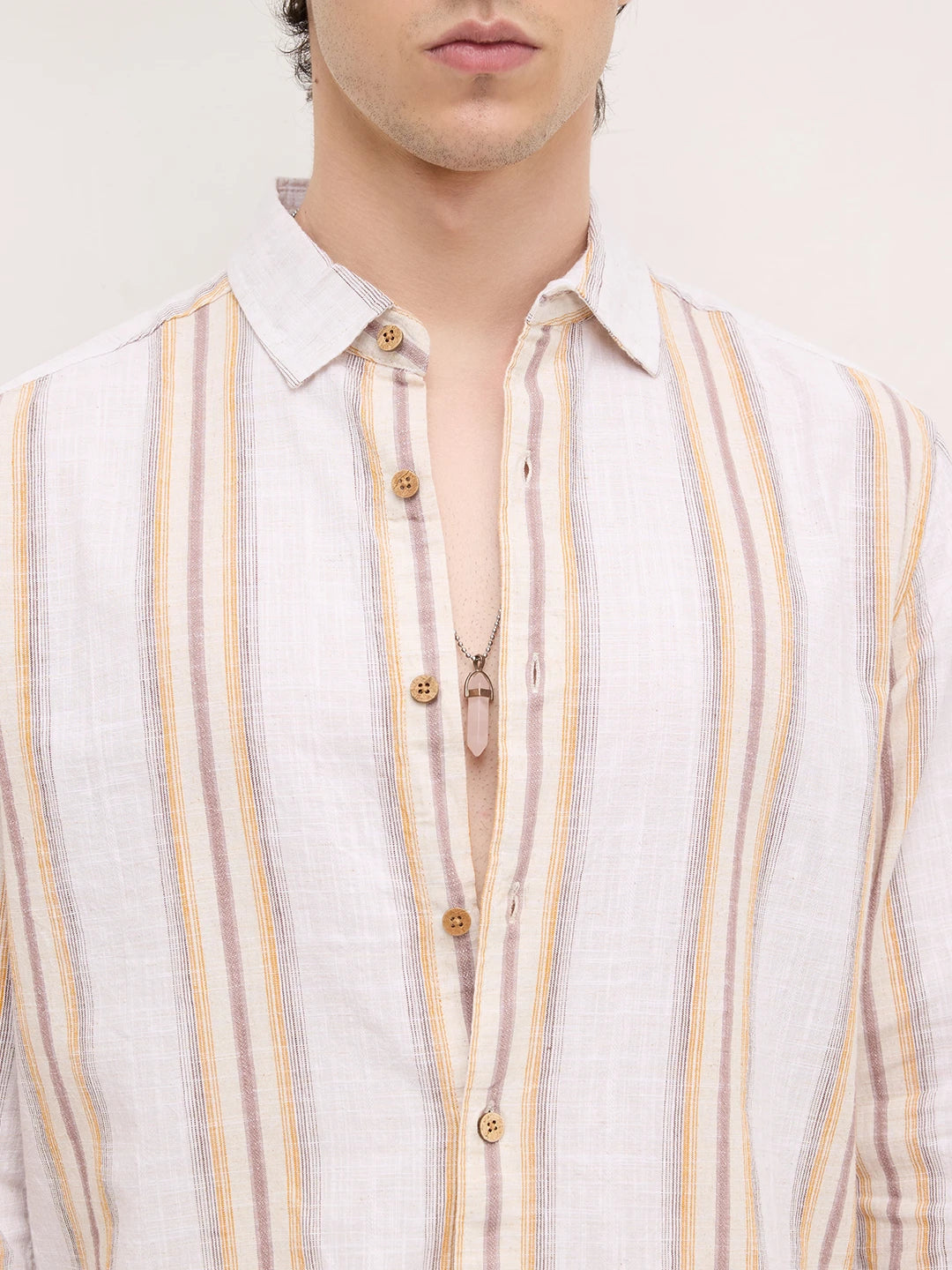 Sunwashed Multi Striped Slub Textured Shirt