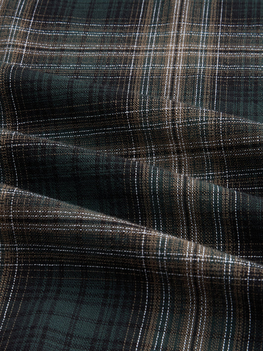 Forest Black Multi Line Plaid Checks Boxy Fit Crop Shirt